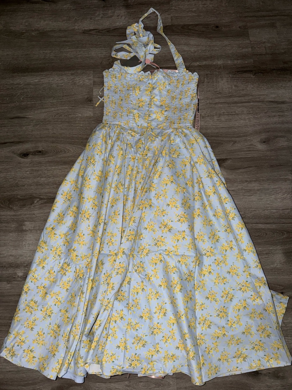 š©·Firm Priceš©·Adabella soft blue vintage floral print cotton halter sundress - Picture 14 of 16